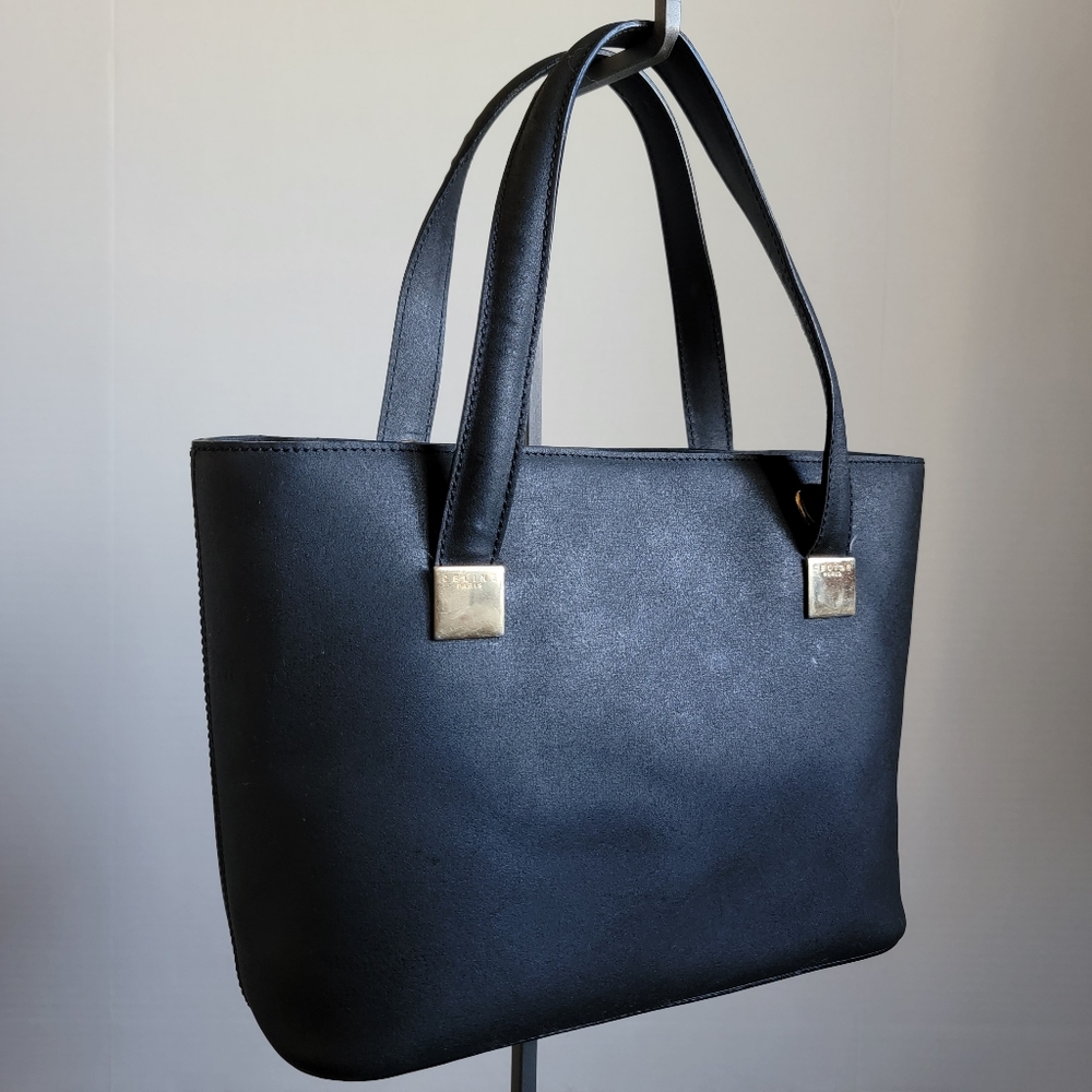 Celine Black Leather Bag - Céline Handbag w/ D-rings